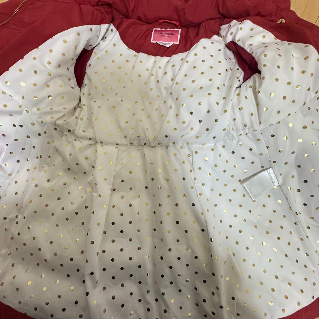 ケイトスペード キッズ 120 レッド 赤 ペプラム ダウンジャケット