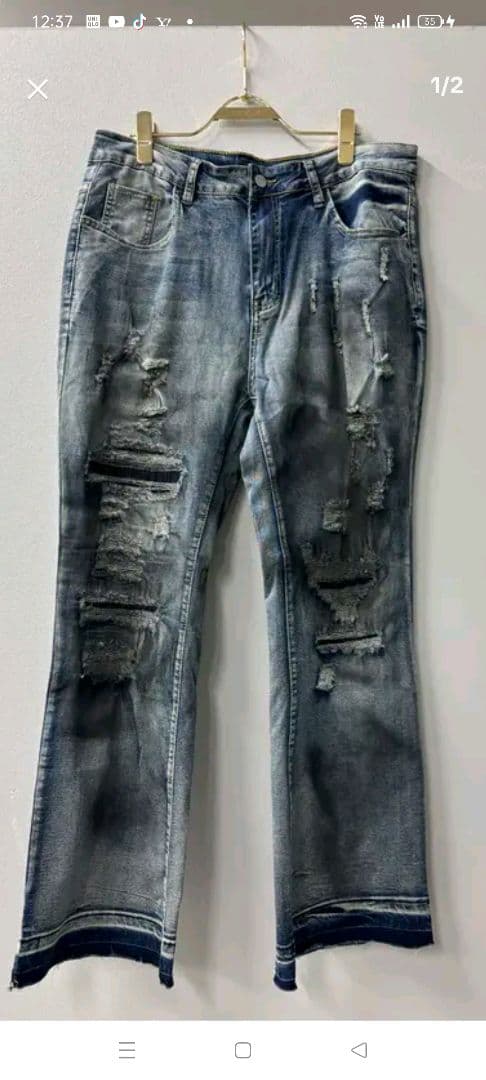 新品未使用 男女兼用M.U.Lダメージデニムパンツ 日本製 armeifa - メルカリ