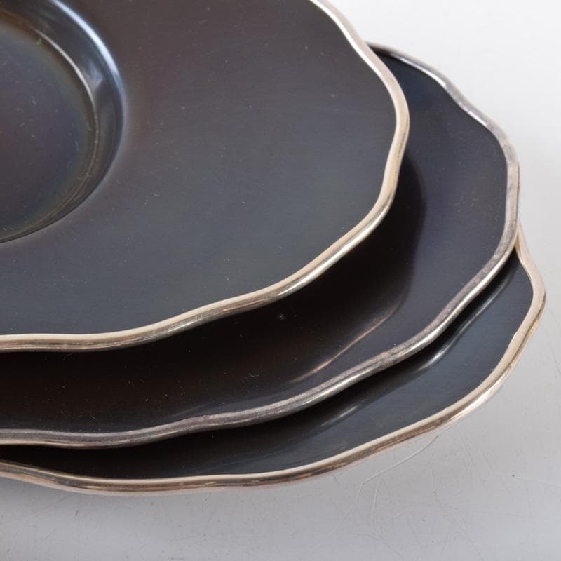 茶道具 静和堂 金谷五良三郎作 銅小判銀覆輪 茶托 五客 共布共箱