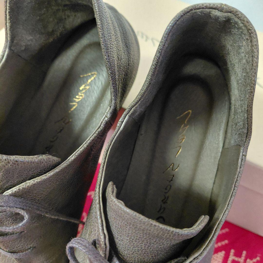 ヨーガンレール　レースアップシューズ　山羊革　カーキ　24.5cm