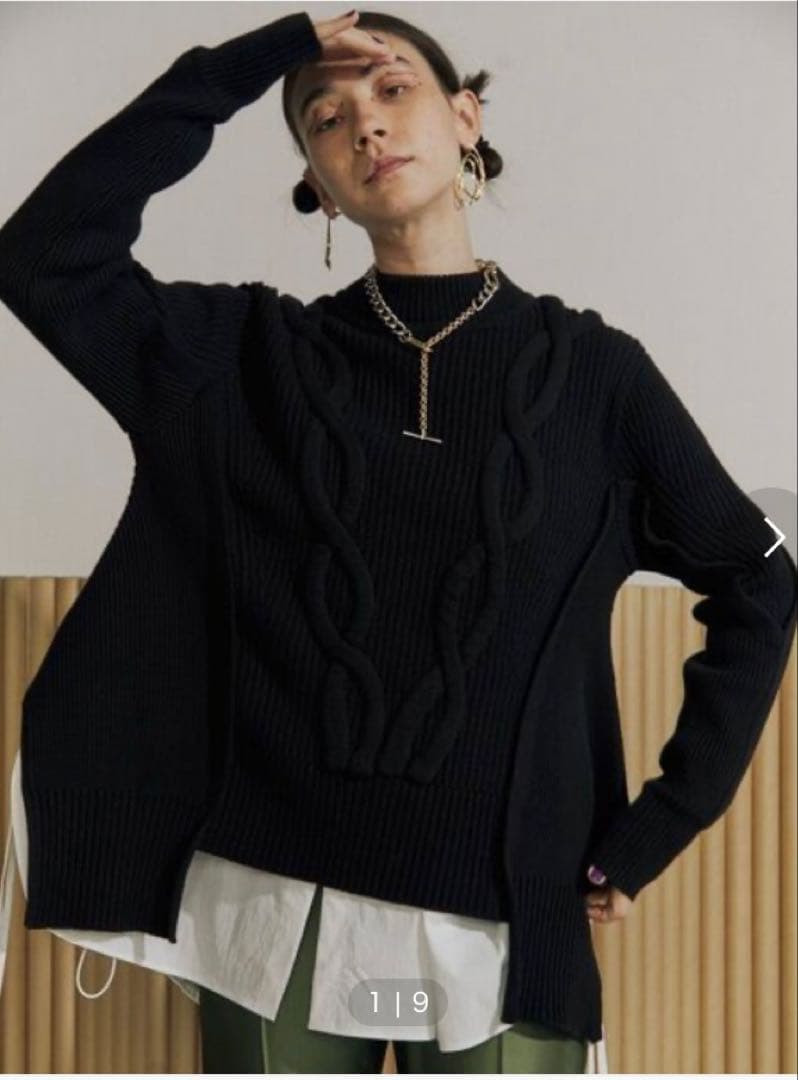 UN3D. ブラック ケーブル編み オーバーサイズニット ケーブル編みプルオーバーニット｜メンズファッション通販 MEN'S BIGI