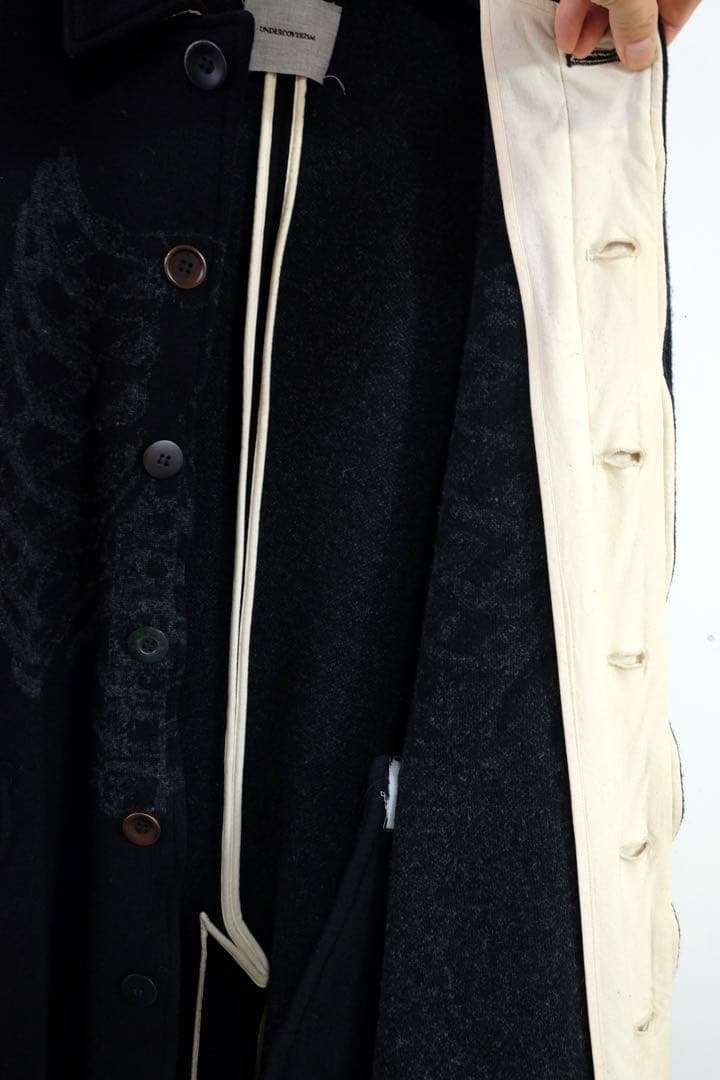 undercover肋骨柄ウールステンカラーコート - メルカリ