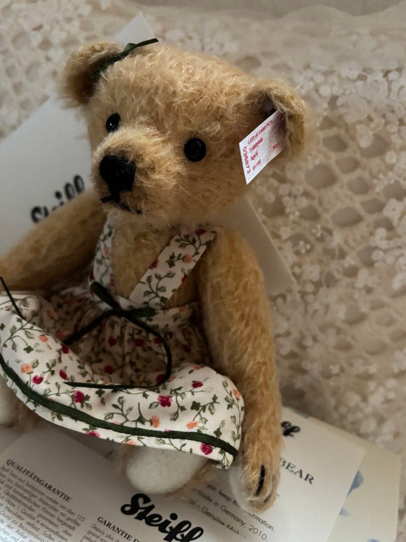 【レア】シュタイフエイプリル036873 ドレスベア　テディベア　花柄ドレス