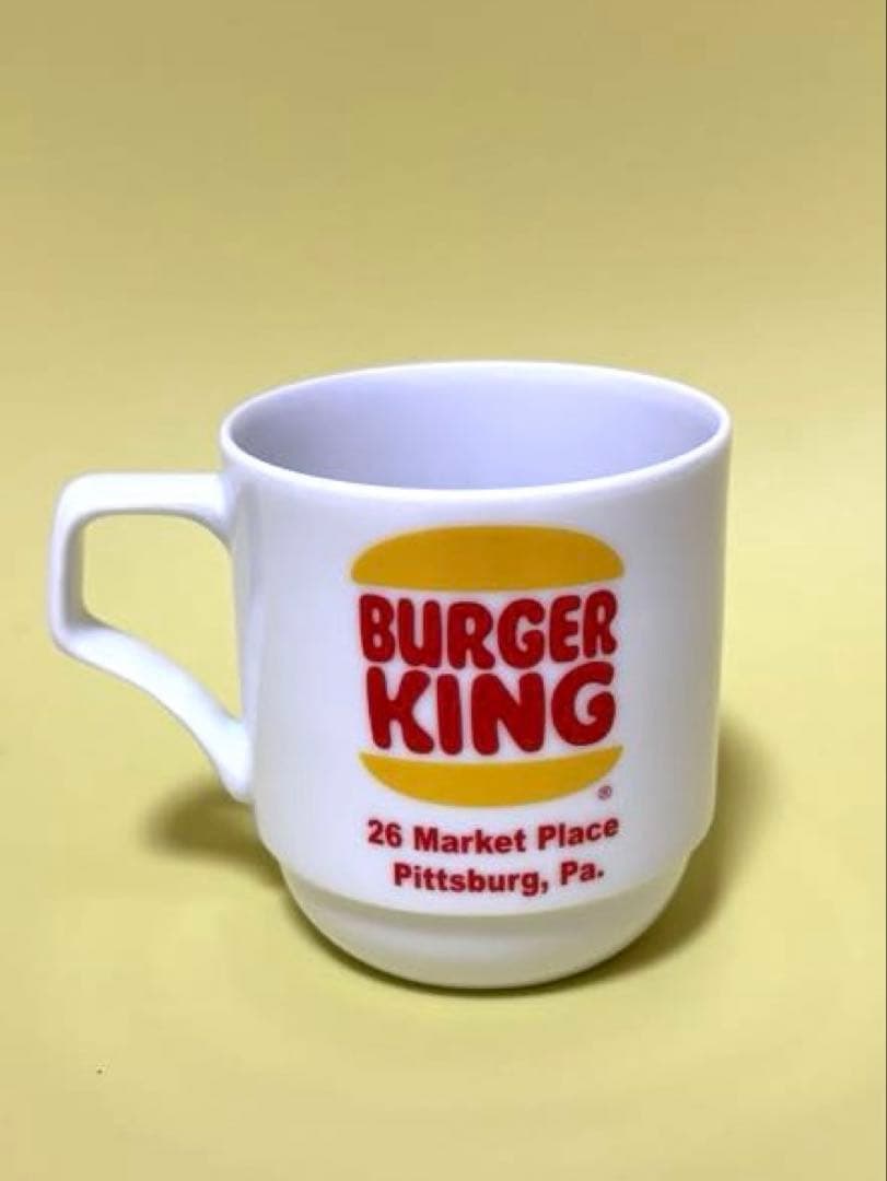 バーガーキング2個セット　ステッカー付き　フェデラル　ミルクガラス　フッテッド