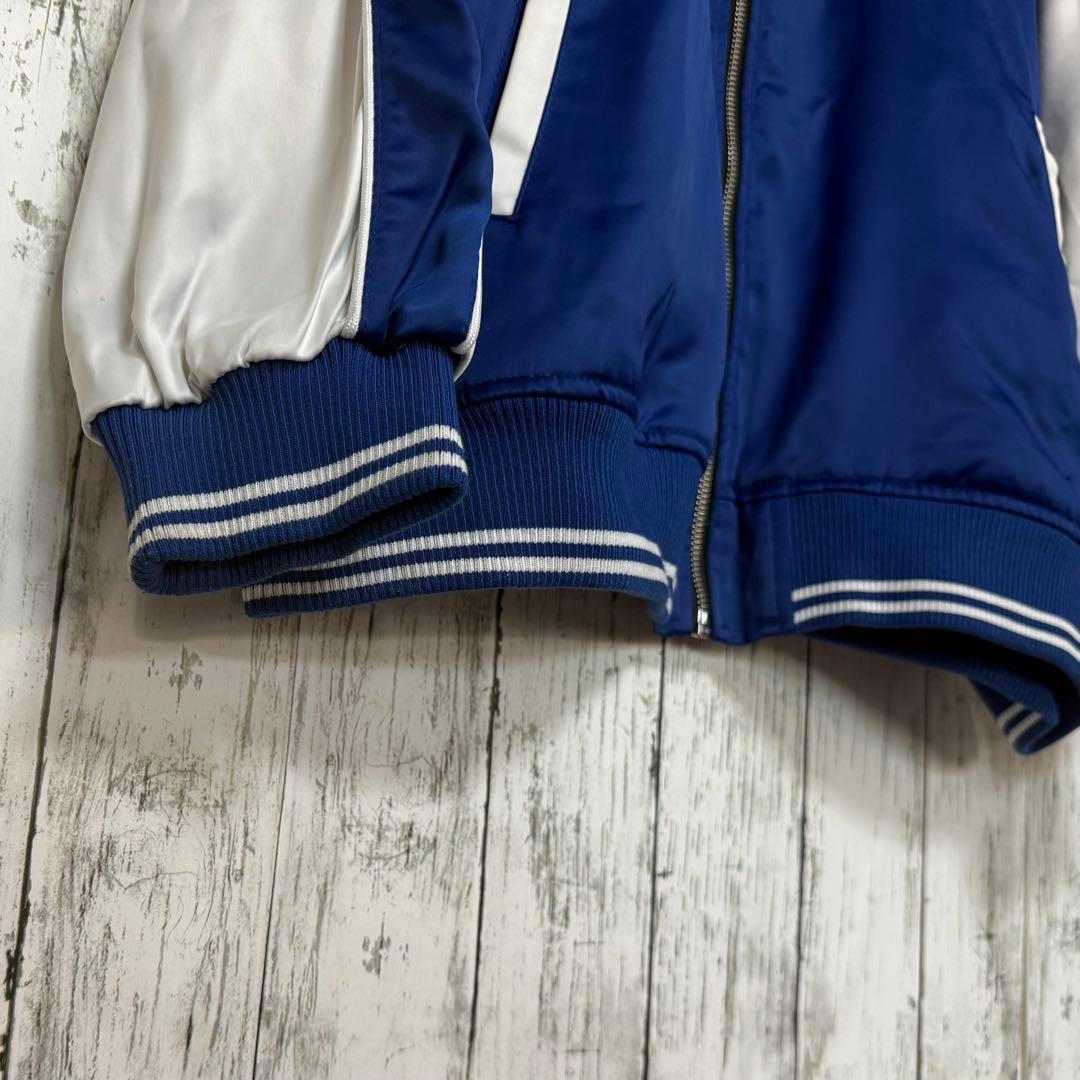 激レア BUDS スカジャン ブルー 刺繍 招き猫達磨 L【E-63】