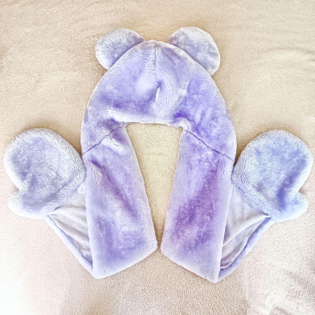 ディズニーリゾート ミッキー 手袋付きマフラー パープル ファン