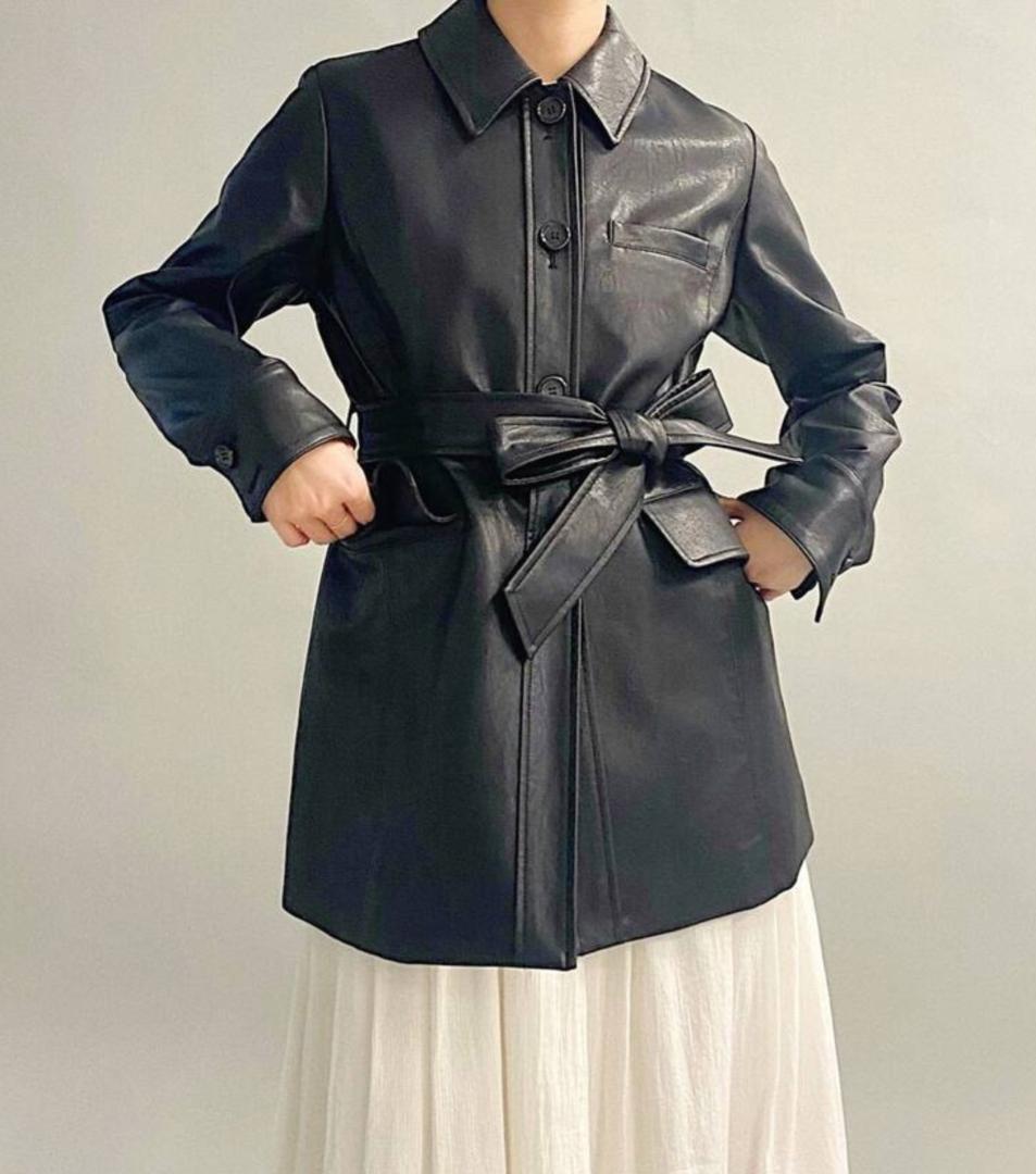 Charles Chaton フェイクレザーコート - レザージャケット高 品質