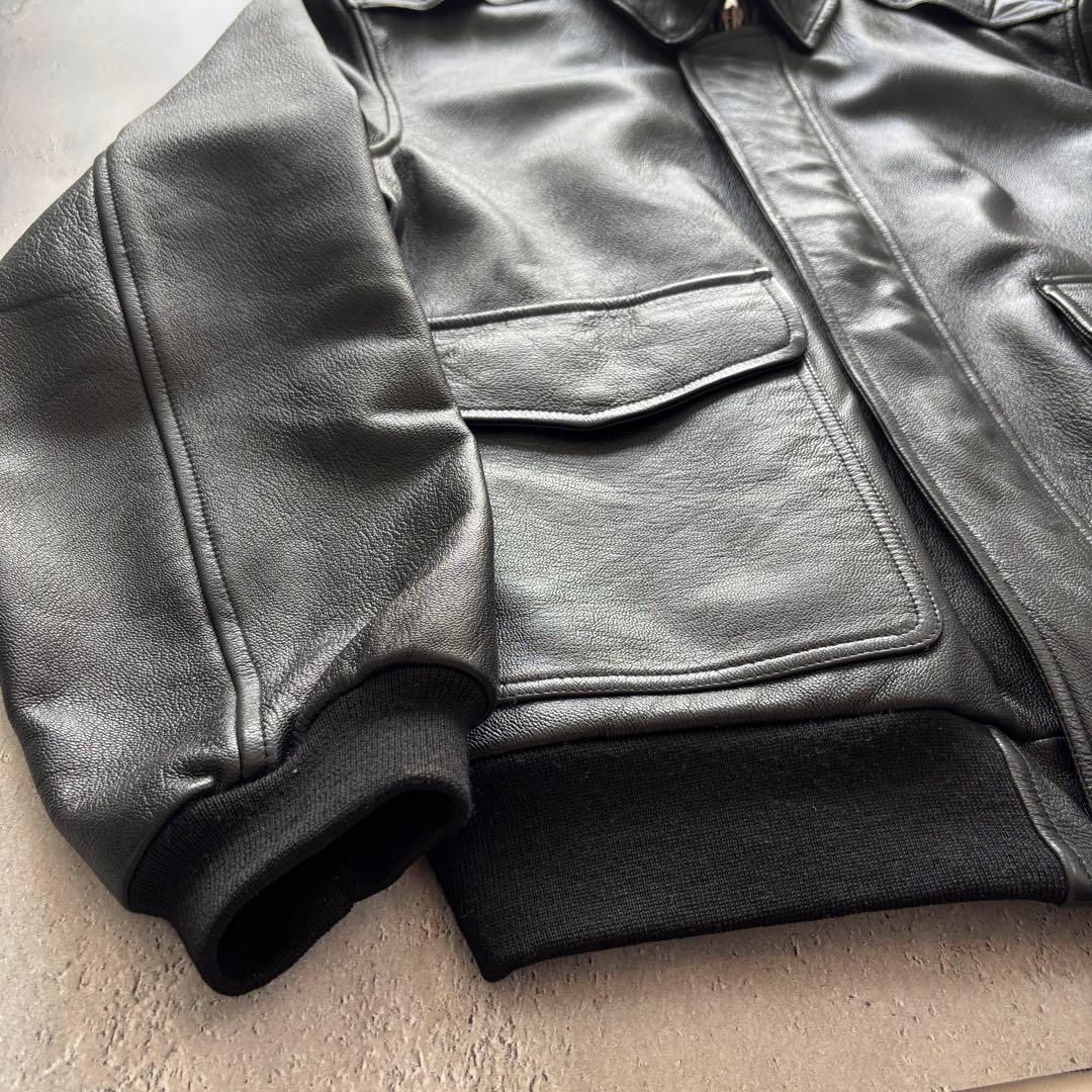【美品】L.L.Bean A-2レザージャケット XL 黒 ゴートスキン 本革