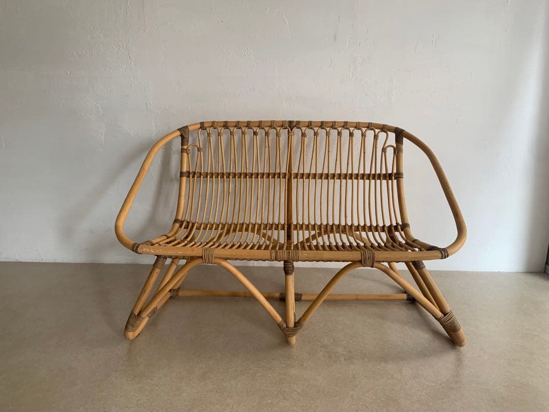 ラタン 2人掛けソファ 110cm幅 ソファ 長いす 2人掛 二人掛け 2P 籐ベンチ ラウンジチェア ラブ