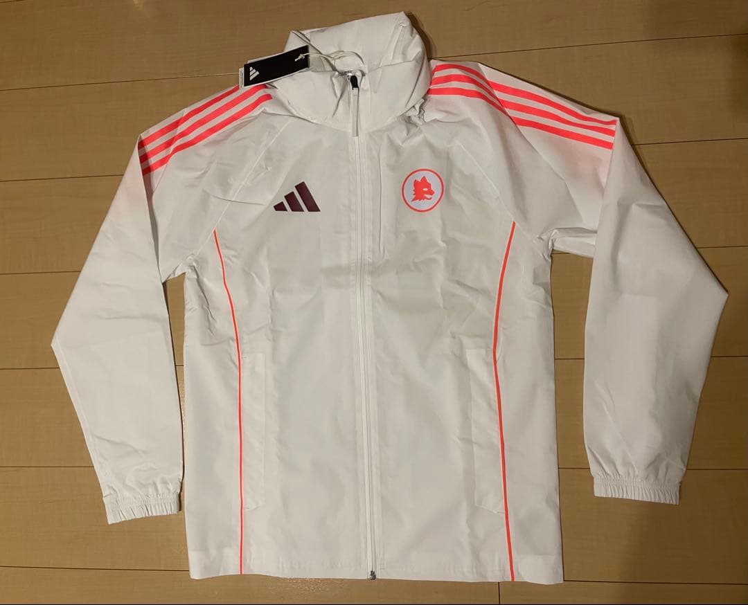 アディダスサッカーASローマトレーニング練習ウィンドブレーカー白24オレンジ25 adidas ASローマ 24/25 ユニフォーム アウェイ 半袖 レプリカ KNV37