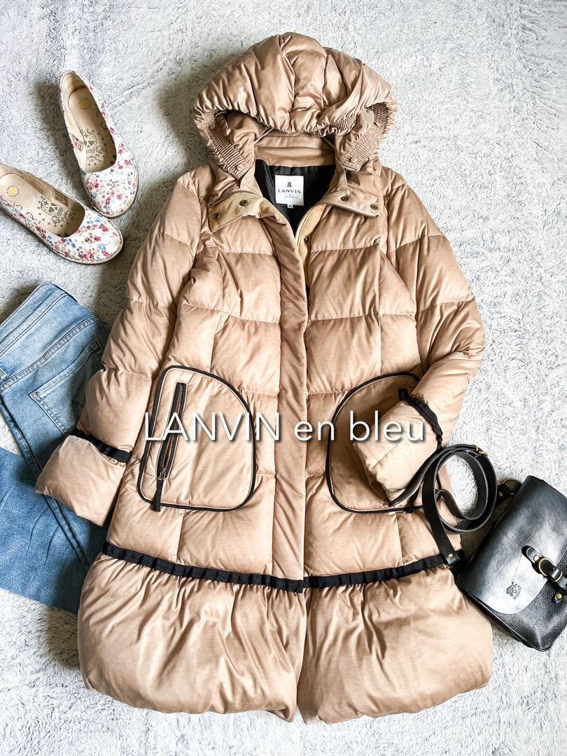 【ランバンオンブルー】安室奈美恵着 2way ロングダウンコート Aライン 36 LANVIN en Bleu - ♡安室奈美恵様着用♡ ランバン ダウンコート グレー