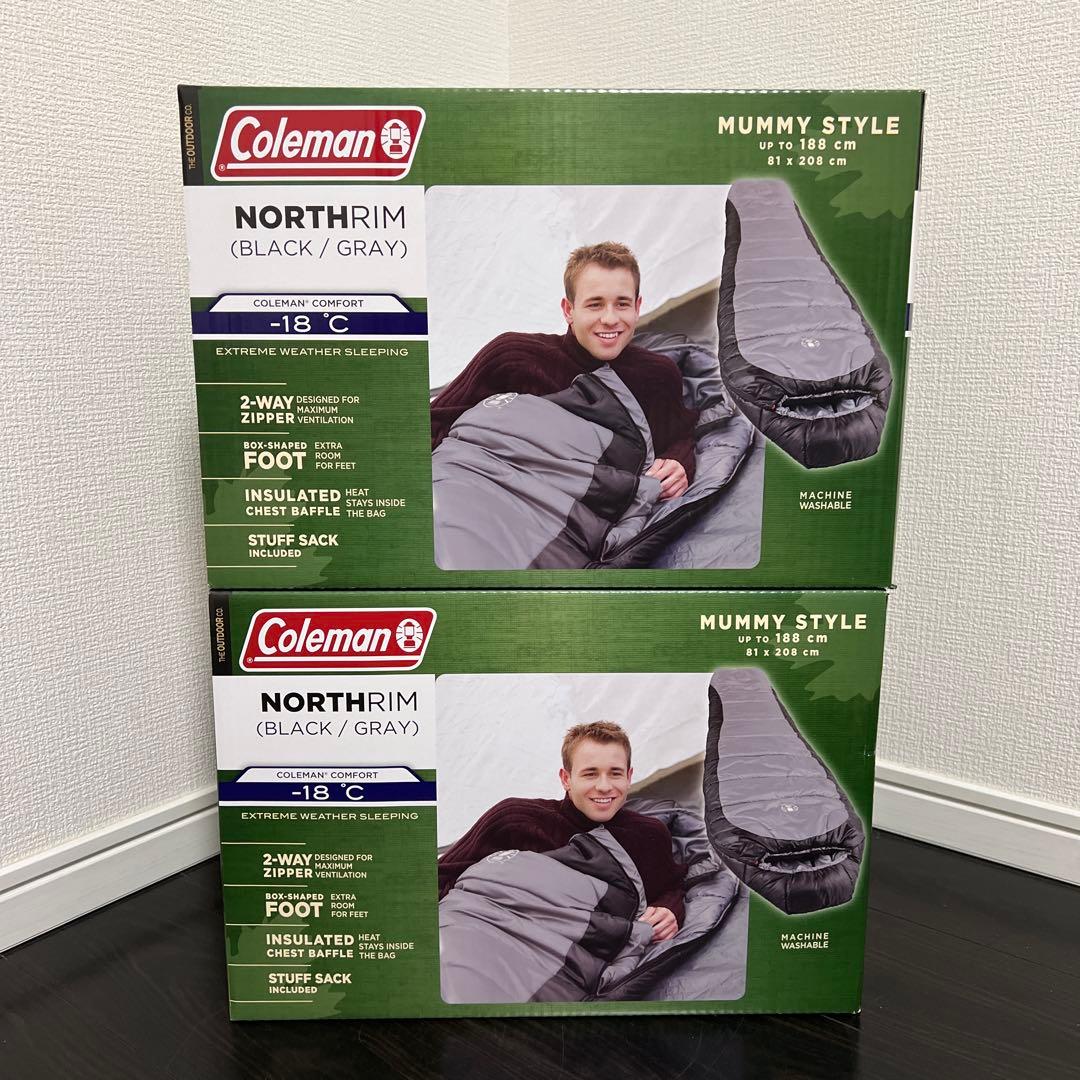 【新品未使用｜未開封】コールマン アウトドア マミー ノースリム 寝袋 黒×灰色 Coleman（コールマン） ノースリム マミー型寝袋 最低使用温度 -18