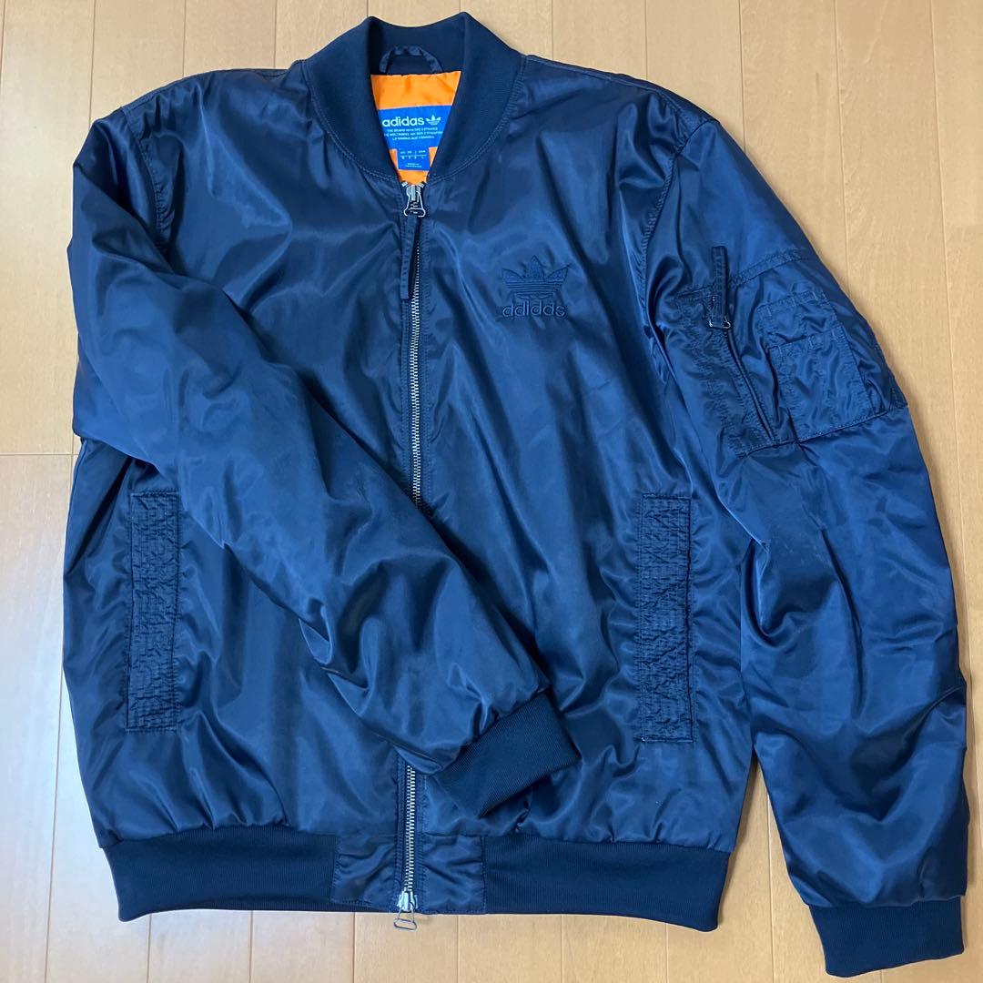美品 adidas MA1ボンバージャケット L ネイビー 古着 - メルカリ