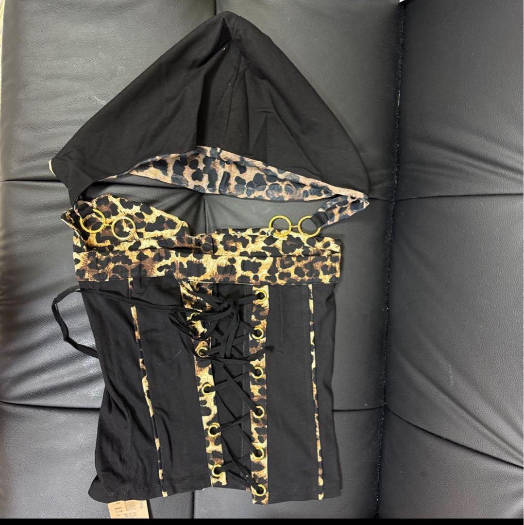 d.i.a ヒョウ柄 背中ガン開き ベアトップ ブラック F - メルカリ