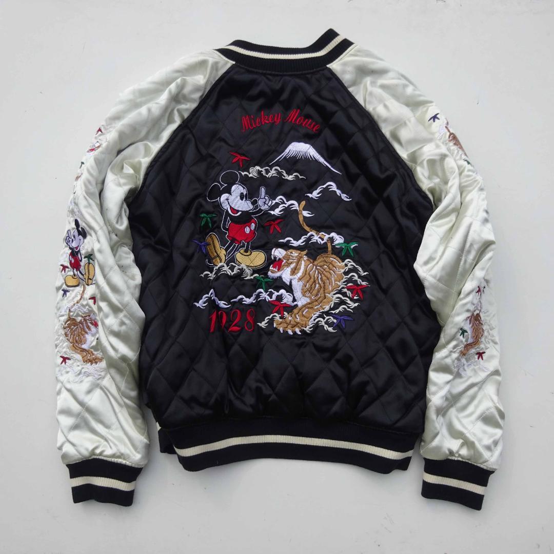 ディズニー ミッキーマウスサテンキルト 別珍 スカジャン リバーシブル