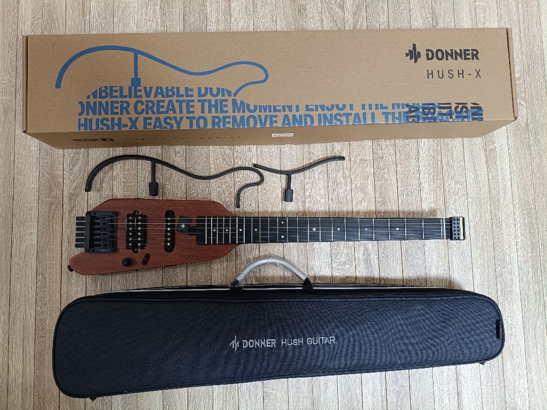 Donner HUSH-X エレキギター(ナチュラル) HUSH-X ヘッドレス 携帯型 トラベルエレキギター Donner
