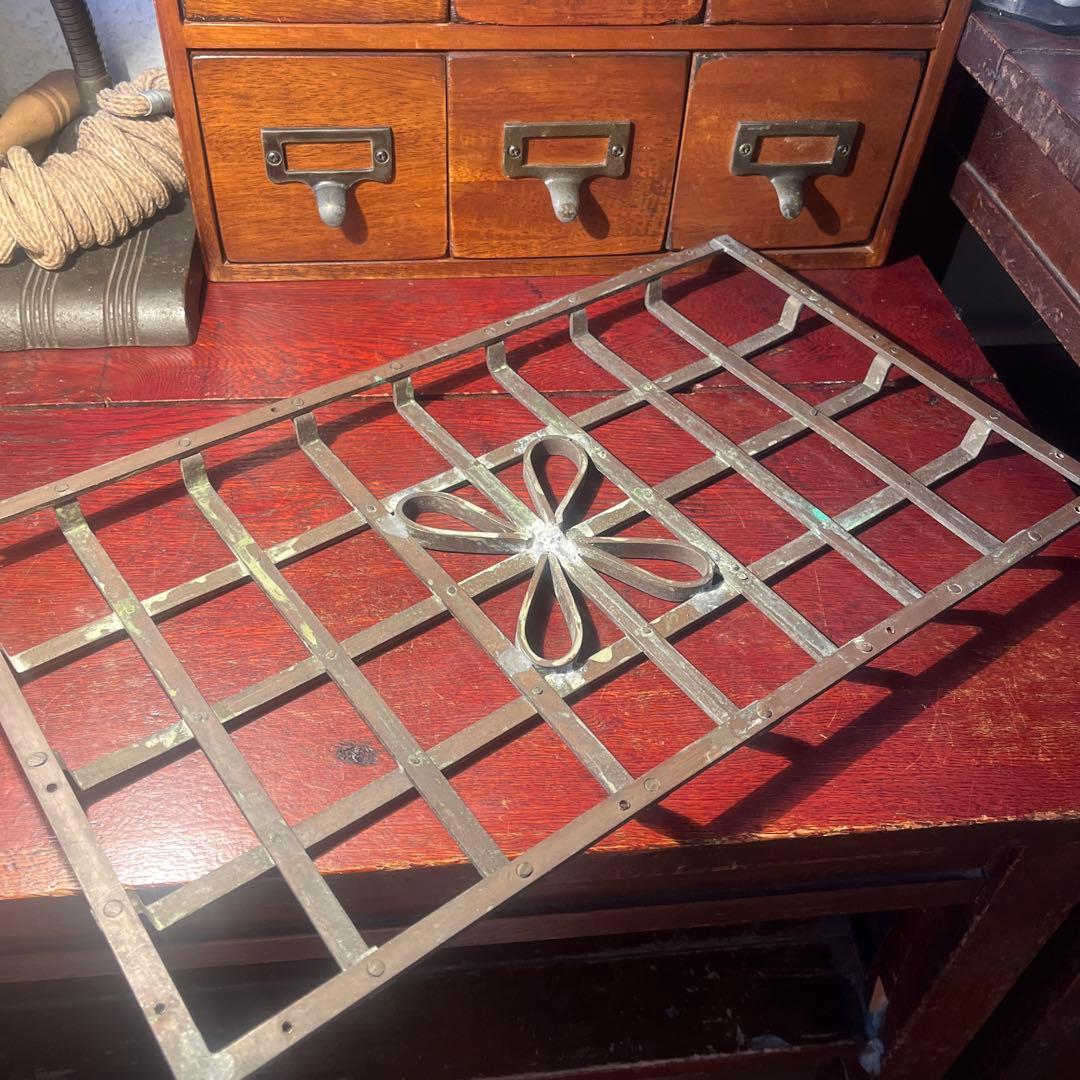 昭和レトロ アンティーク ヴィンテージ シャビー アイアン 窓格子 面