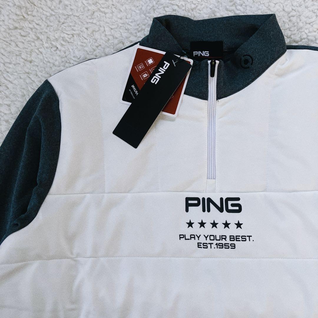 新品】PING 2024年 キルティング ハーフジップシャツ ホワイト M