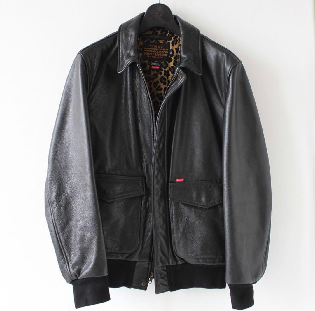 Supreme Schott Leather A-2 Jacket ブラック M - メルカリ