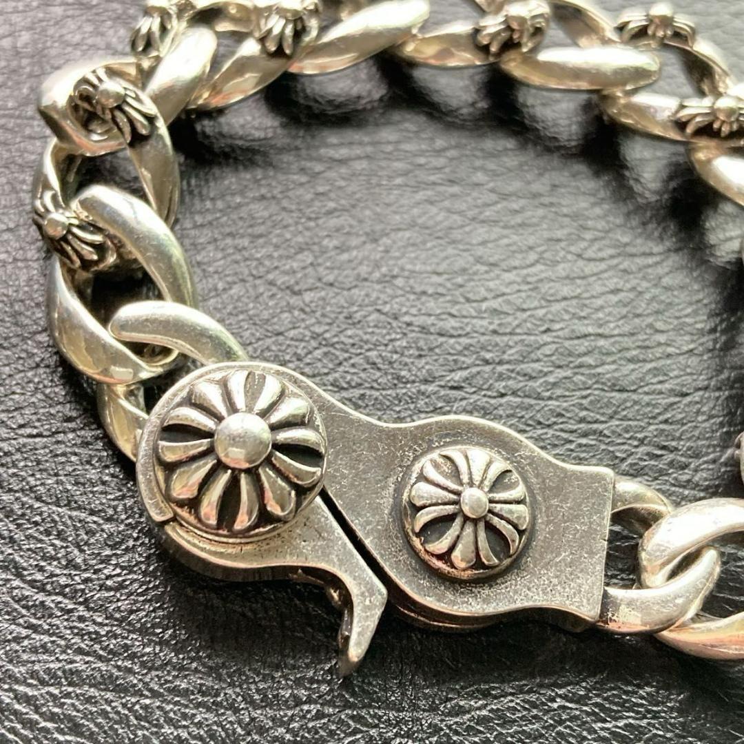 メンズブレスレット フラワーモチーフ ヴィンテージS92コーティング