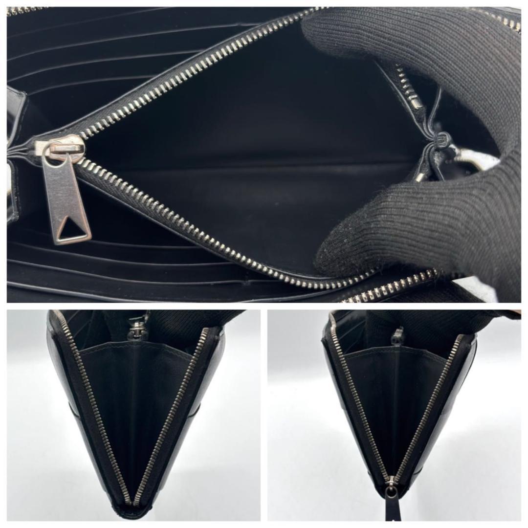 極美品 IC ボッテガヴェネタ カセット ラウンドファスナー 長財布 黒