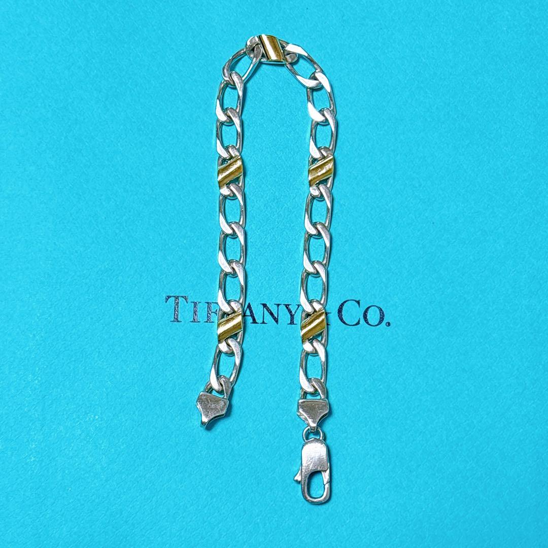 【美品】19.4cm ティファニー フィガロチェーン ブレスレット925/750