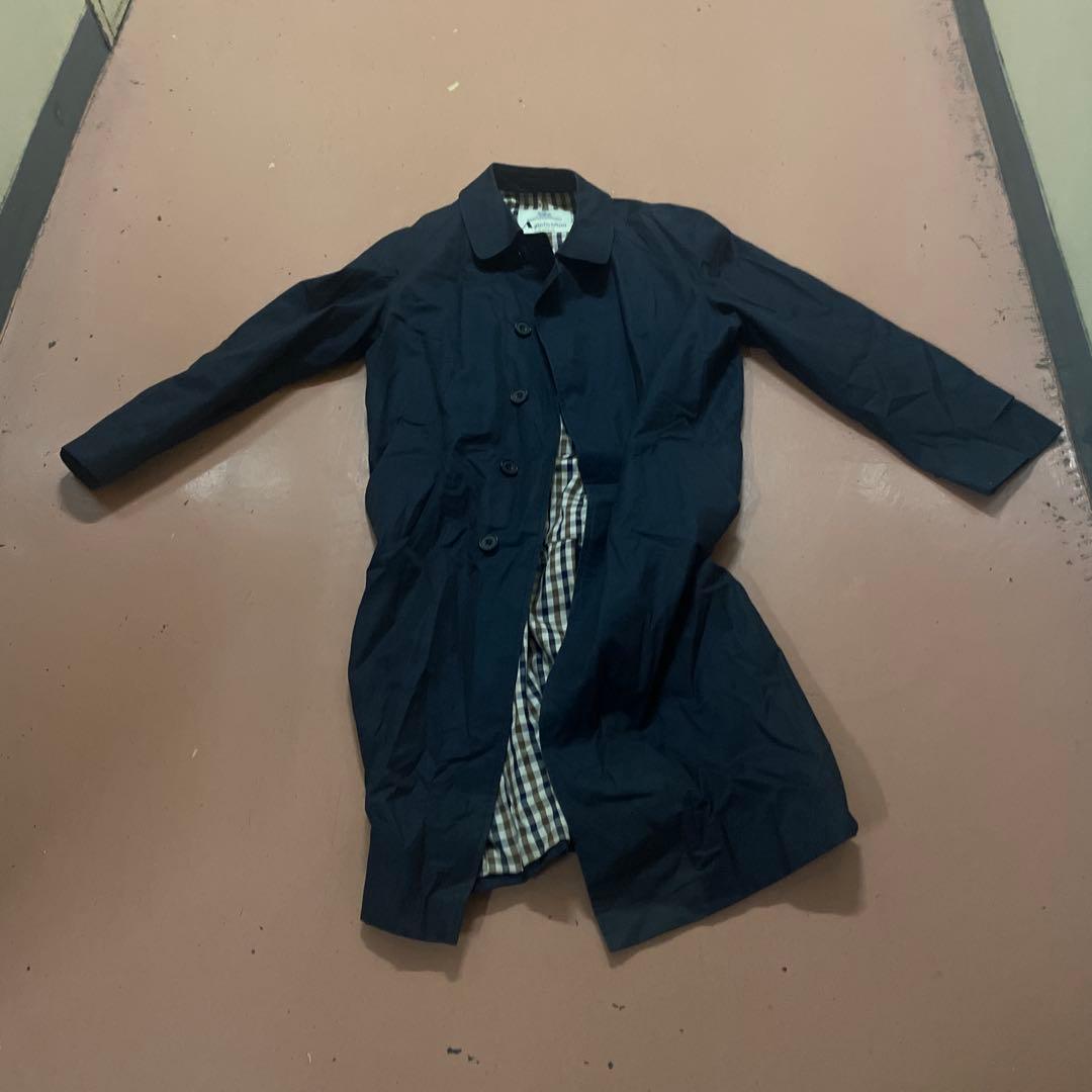 Aquascutum ネイビー ステンカラーコート - メルカリ