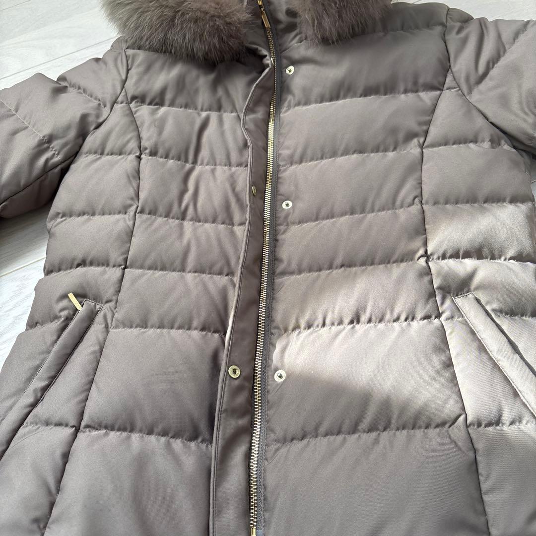 INDIVI ブラウン ダウンジャケット 取り外し可能ファー付き - メルカリ