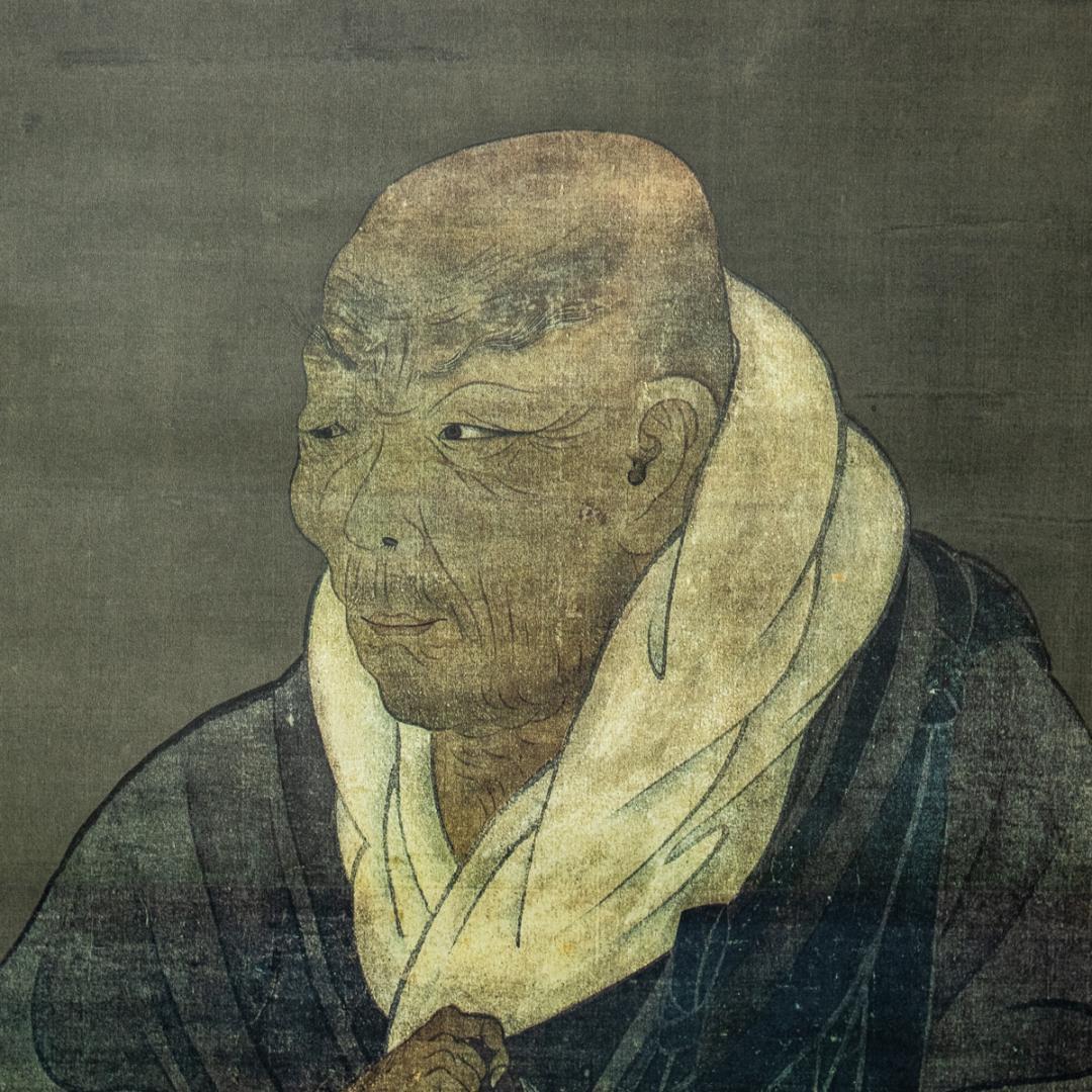 掛軸-1498 親鸞聖人像 熊皮御影 宇佐美松鶴堂 複製 総幅101センチの