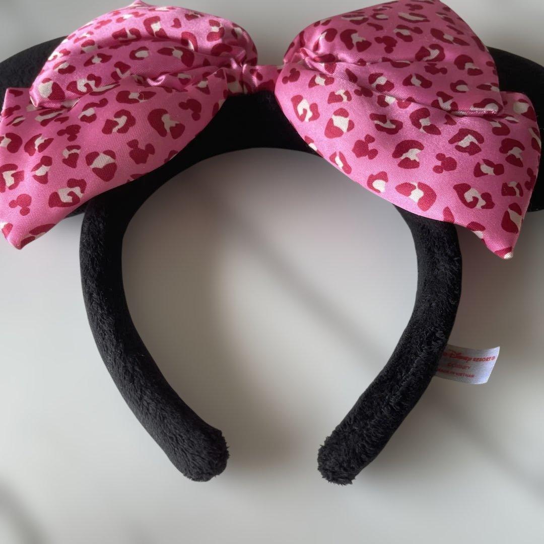 ディズニー ヒョウ柄 ピンクリボン カチューシャ 2個セット