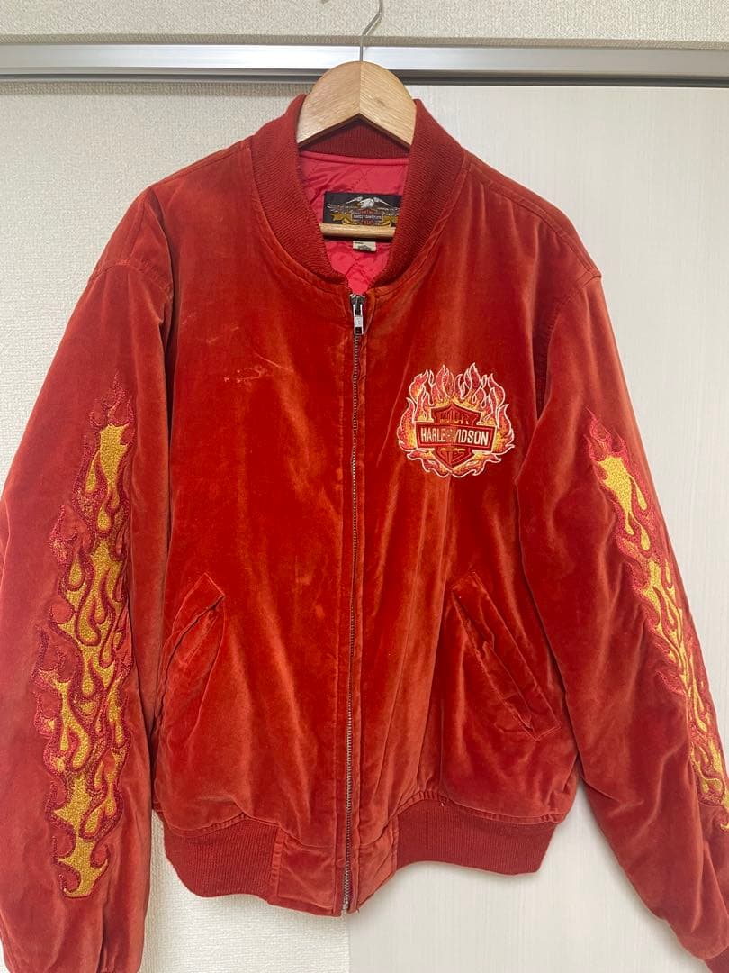 ハーレーダビッドソン 90sスカジャンベロア ファイヤー - メルカリ