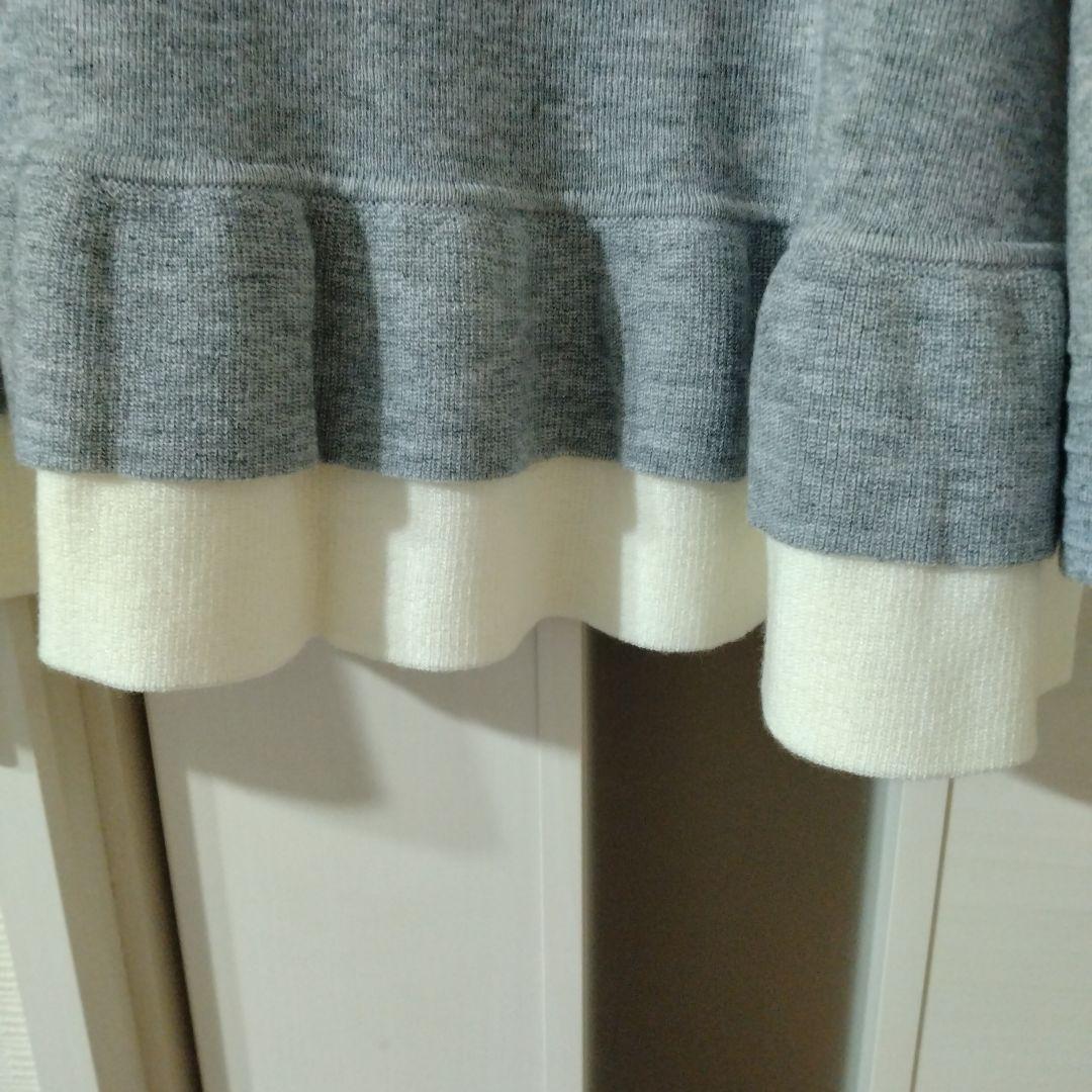 新品】スーパービューティー袖レースモチーフ×配色2重フリルセーター44