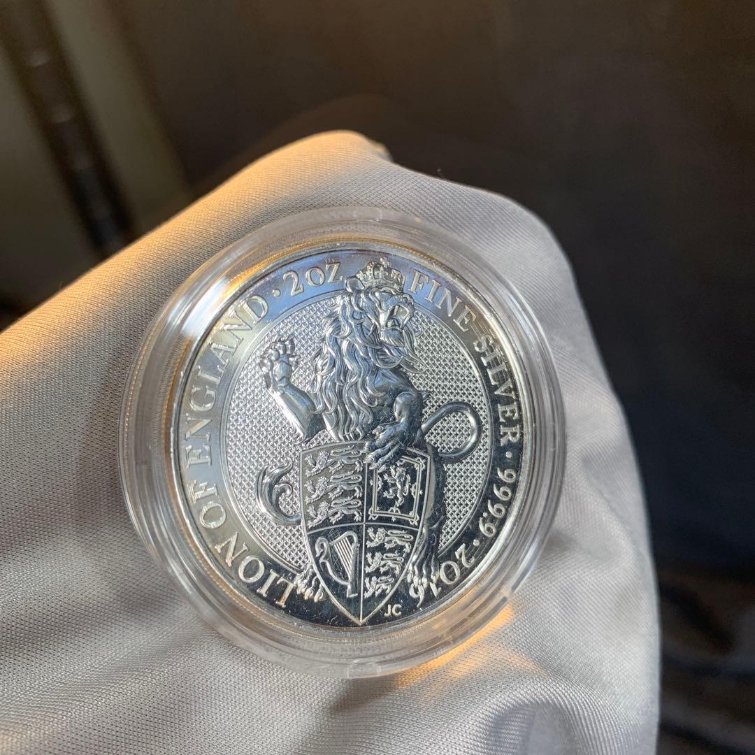 純銀貨 2オンス クイーンズビースト 2016 ライオン・イングランド M5