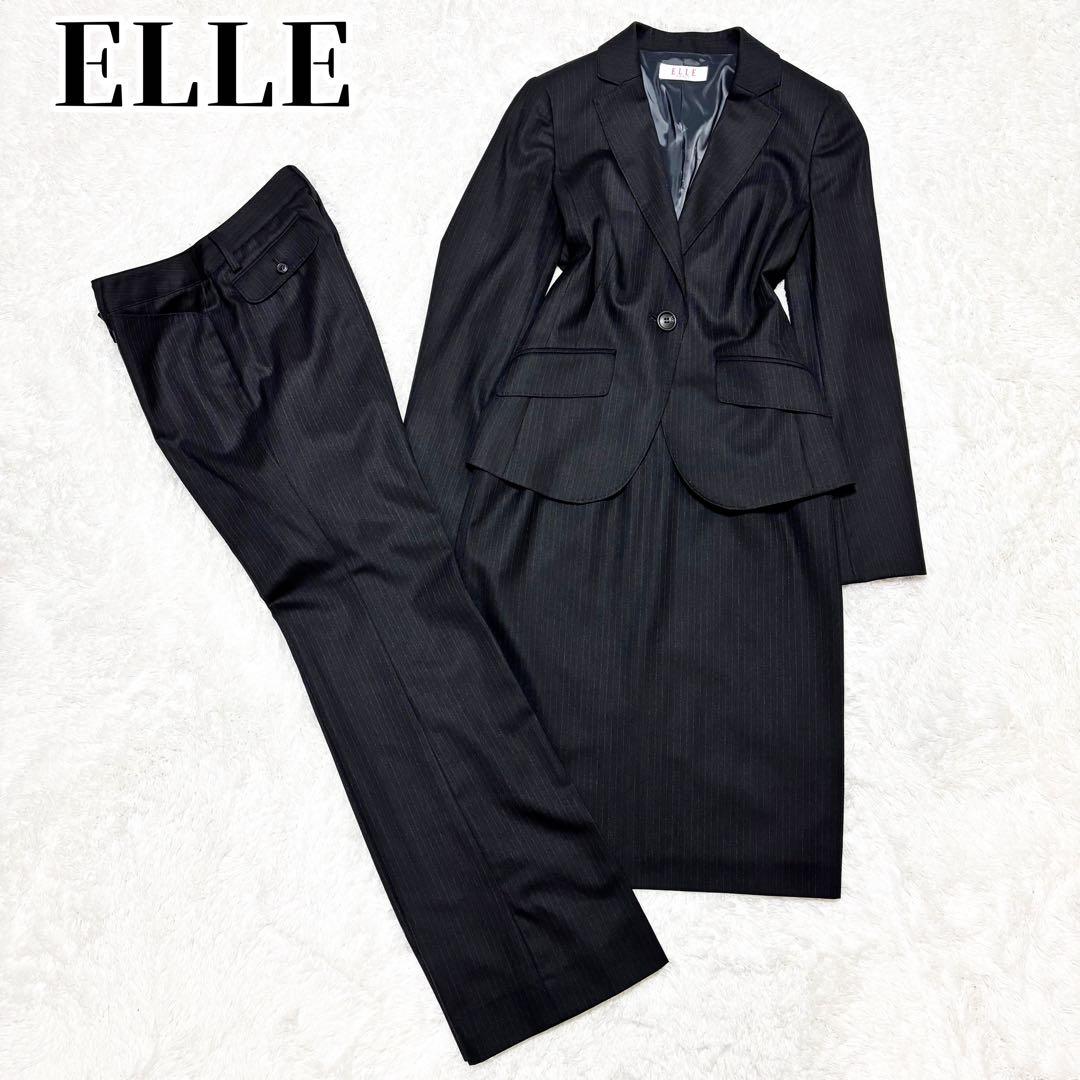 mimihi ELLE ブラック ストライプ シルク 3点セット エスプリミュール 3点セット セットアップ スーツ ブラック 7号 S