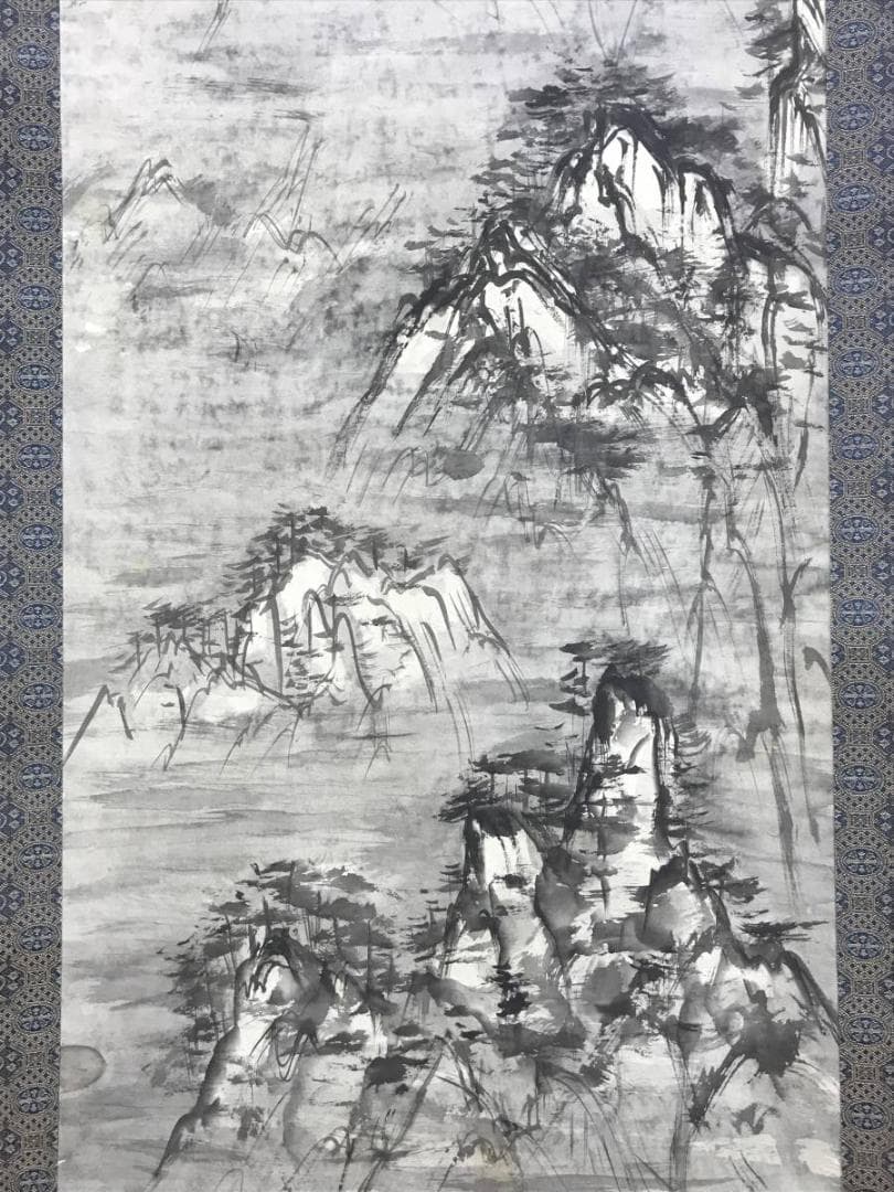 【真作】岡野克俊/山水図/深山図/掛軸/名家伝来/AD-654