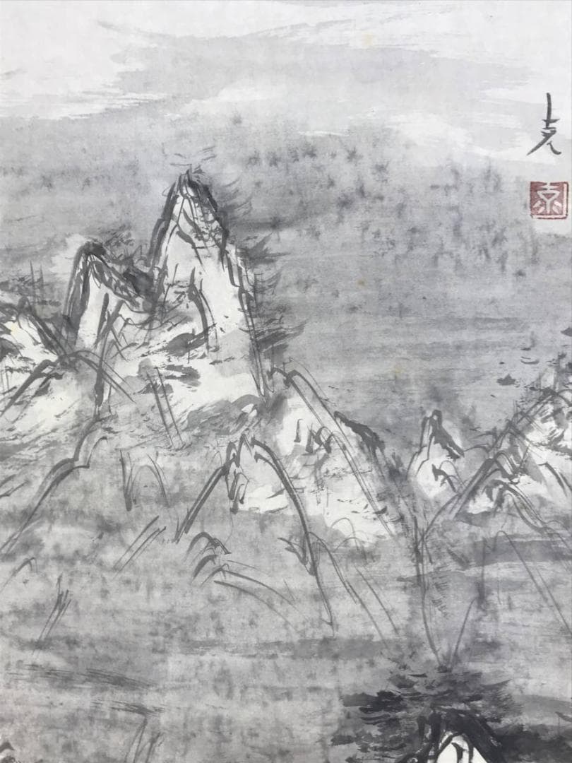 【真作】岡野克俊/山水図/深山図/掛軸/名家伝来/AD-654