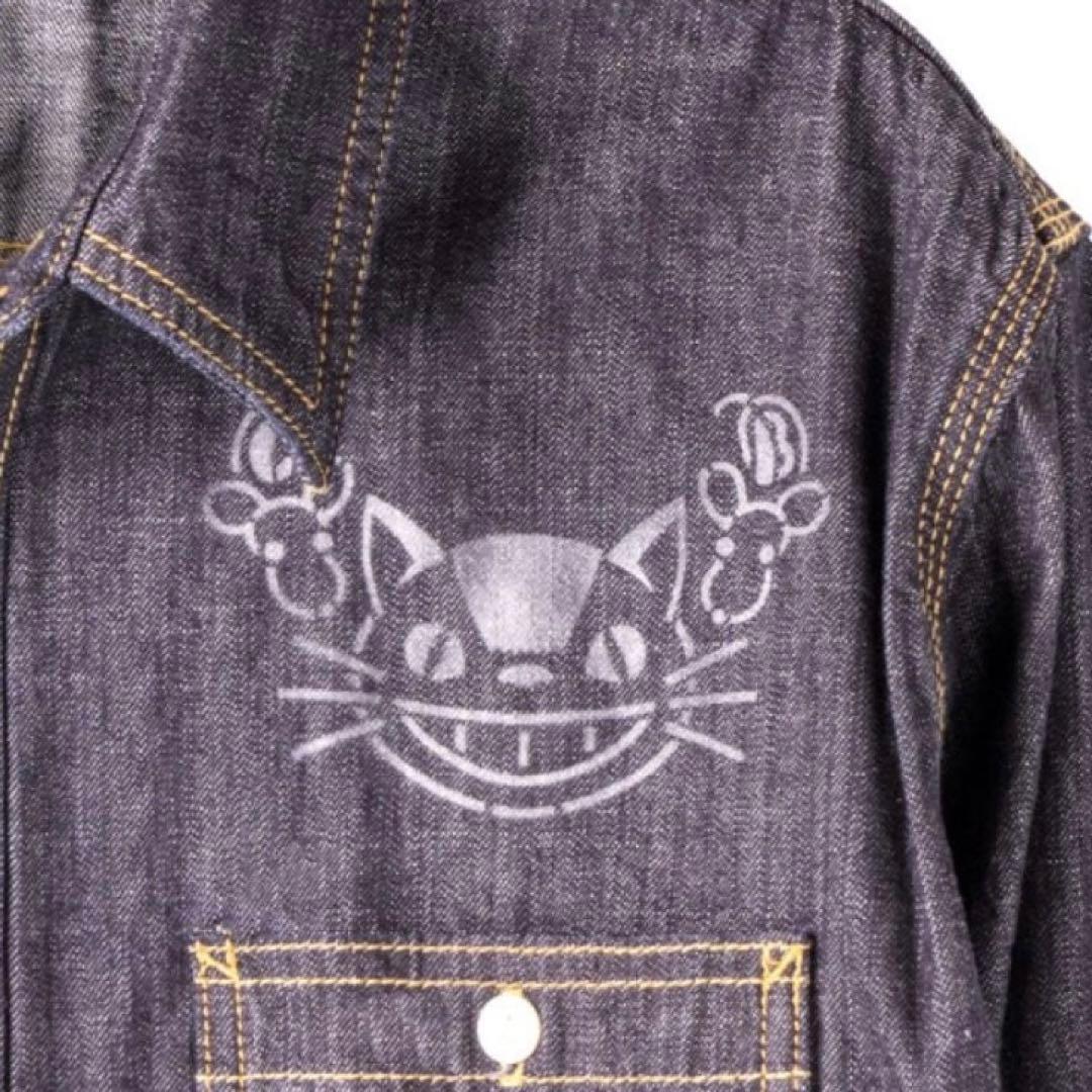 となりのトトロ　デニムシャツ ネコバスステンシル　M