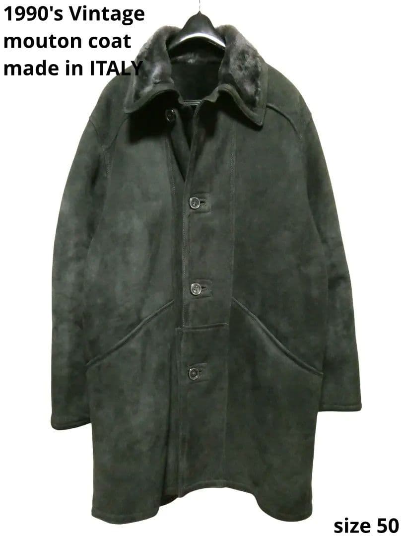 極上美品！大人気カラーブラック！イタリア製リアルムートンロング