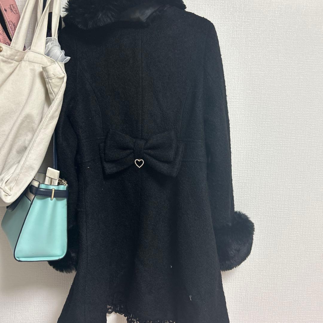 LIZLISA サイドハートバックルAラインコート ブラック 黒 - メルカリ