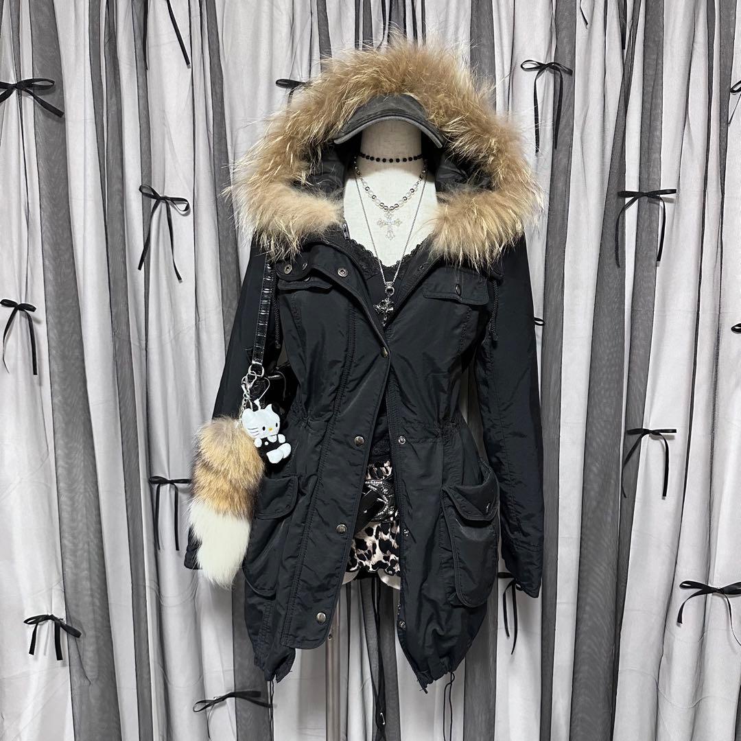 平成ギャルy2k ファー付きアウター ミニタリーモッズコート フェアリー