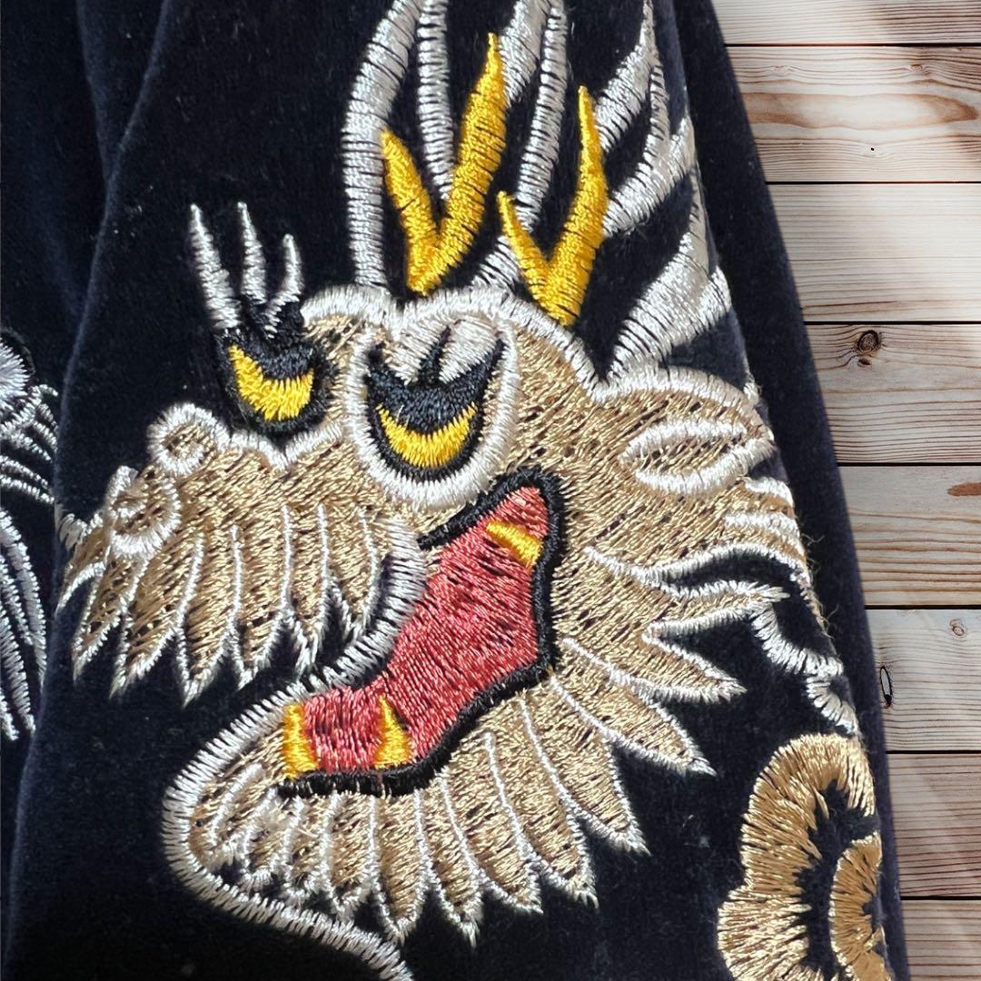 90s OLD HOUSTON ヒューストンスカジャン ネイビー ベロア 刺繍 - メルカリ