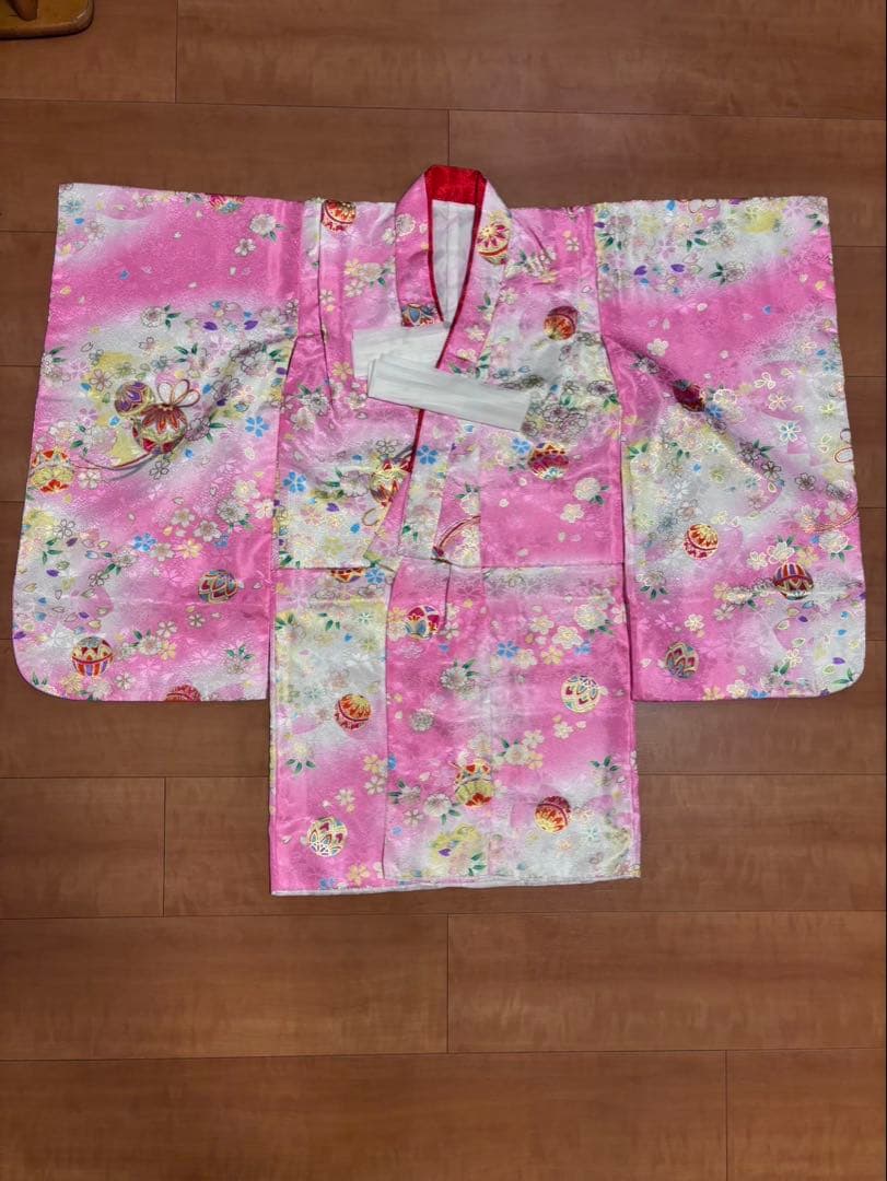 《七五三》 被布7点セット ちりめん刺繍被布コート 着物、被布 ３歳