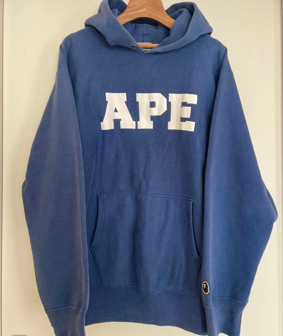 90s 初期APE 初期エイプ ジェネラルタグ パーカー マットブルー L