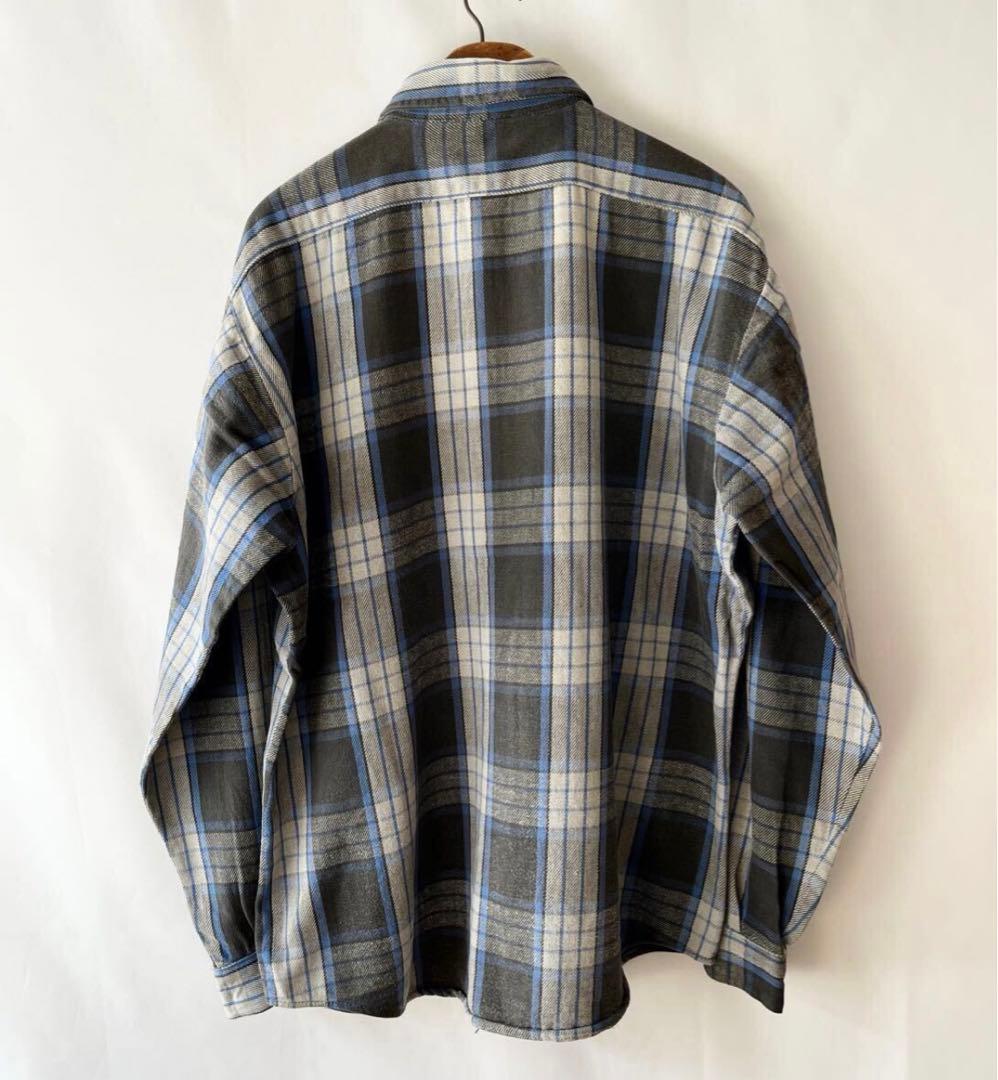 神配色 美品 80s USA製 ファイブブラザー ネルシャツ ブルー ブラック