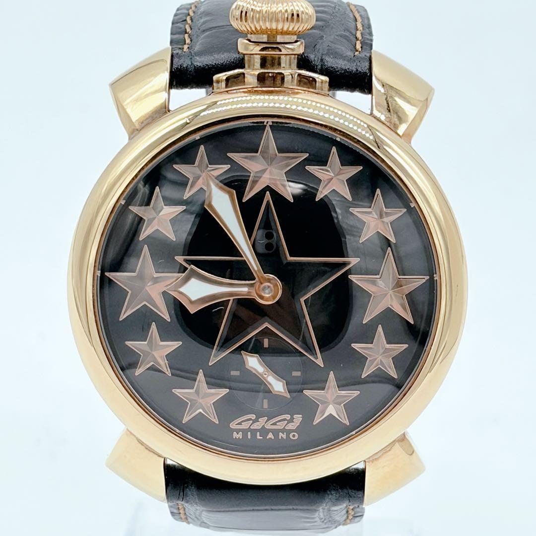 希少 GaGaMILANO MANUALE 稼働 手巻き スモセコ 星形 48