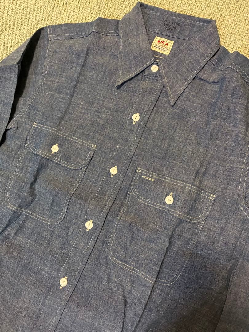 未使用 ANATOMICA BIG A シャンブレーシャツ インディゴ 16 L - メルカリ