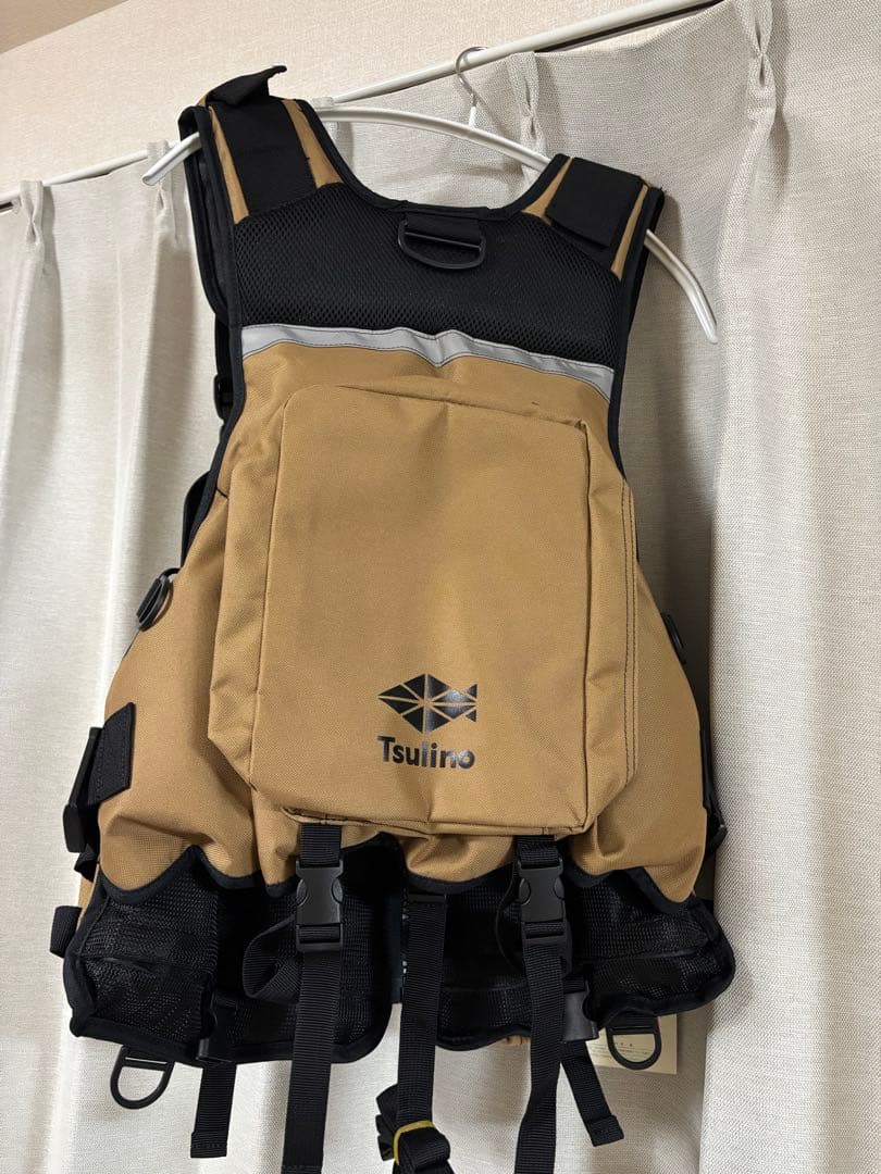 Tsulino ゲームベスト キャメル フィッシングベスト