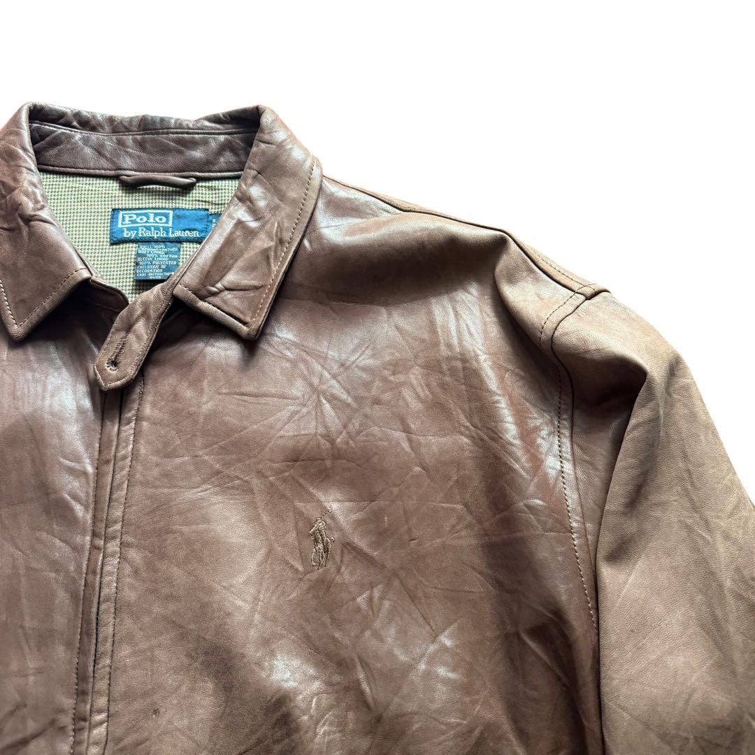 希少 90s Polo by Ralph Lauren 本革 スイングトップ L - メルカリ