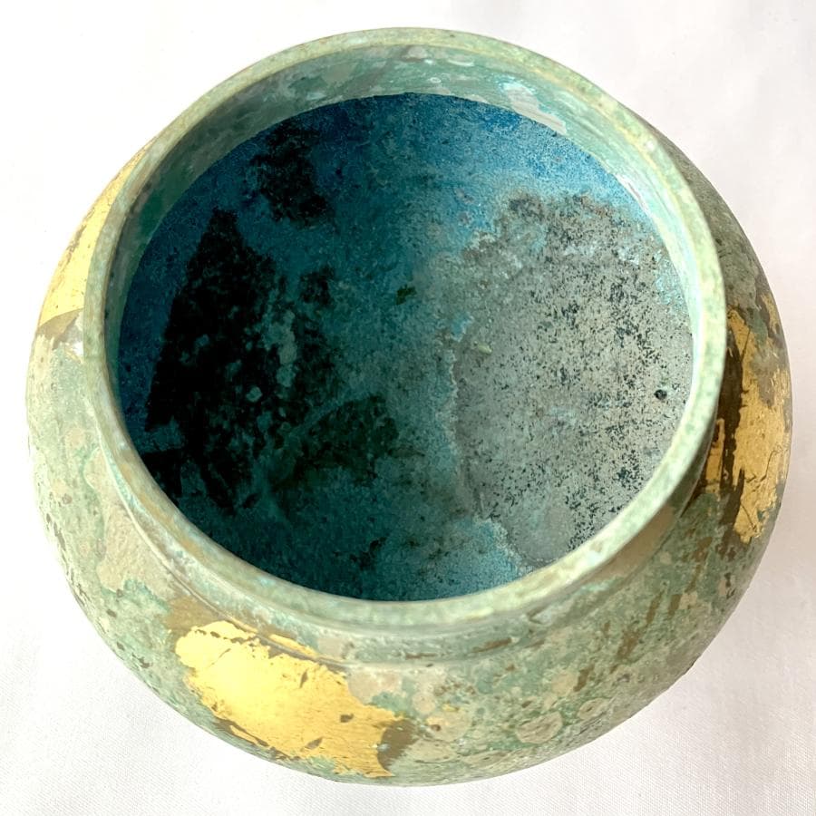 日本香堂 香炉 波千鳥 高岡銅器 銅製 金彩 緑青 古色仕上げ 仏具