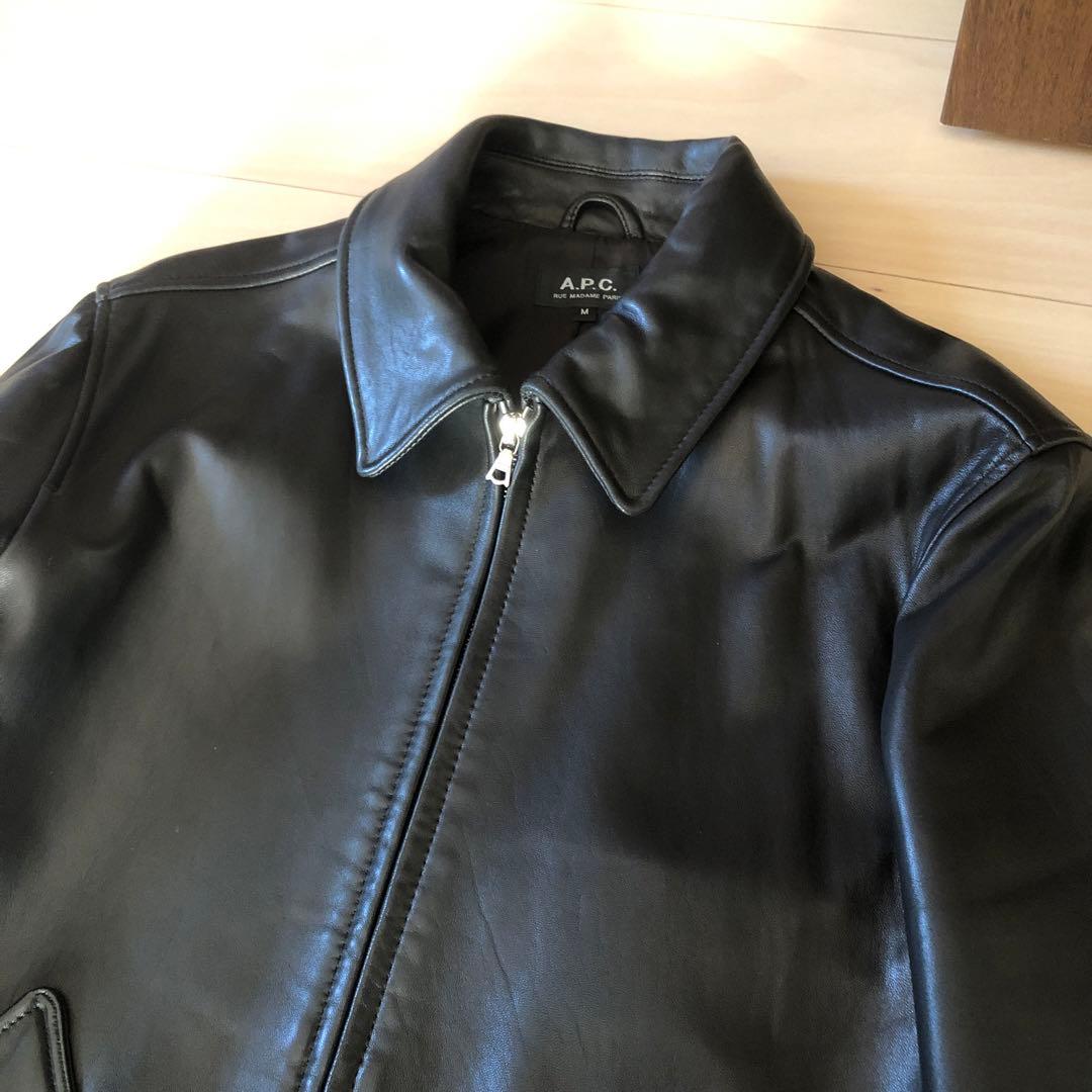 APCアーペーセーラムレザー本革レザージップモトブルゾンジャケット